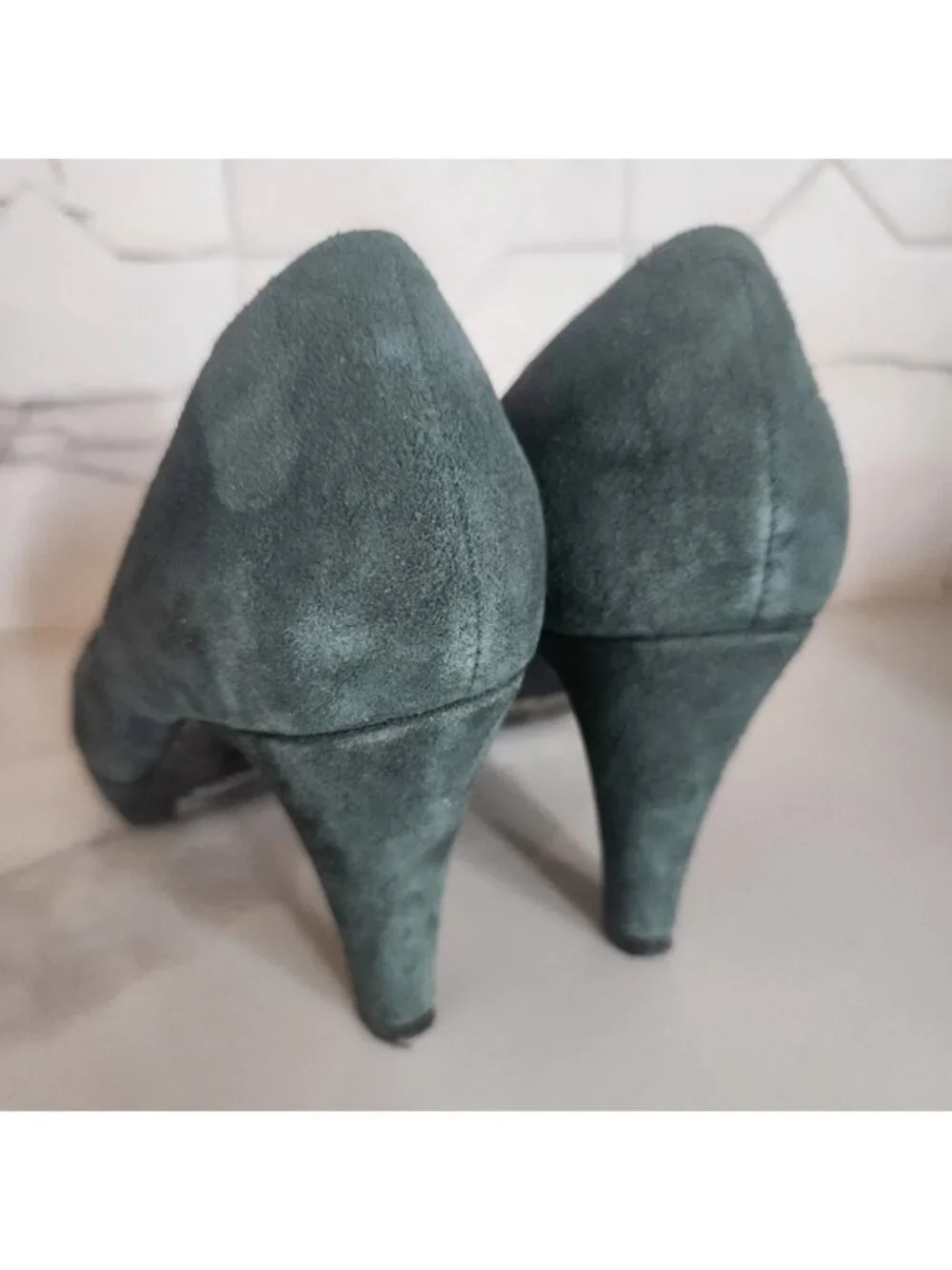 Clarks Indigo Forest Green‎ Suede Platform Pumps Heels 8M 84578
